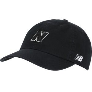 New Balance 6 Panel Block Hat 2.0 Black w/ Embroidered Logo Curved Brim Y2k $28